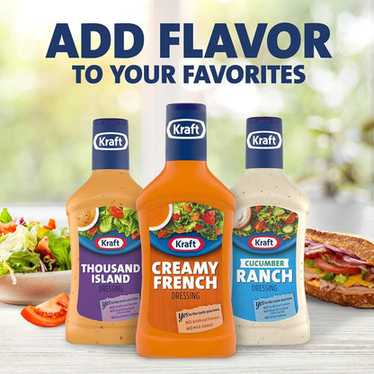 Kraft Creamy French Dressing – Picnic Table Dressing for Fresh Veggie Platters, 16 fl oz Bottle