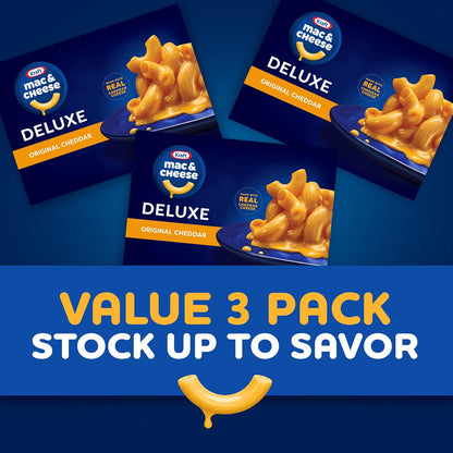 Kraft Deluxe Original Mac & Cheese – Clean-Label Pantry Staple with No Artificial Flavors, 3 Pack