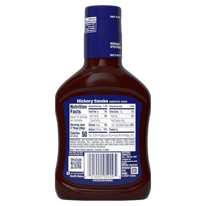 Kraft Hickory Smoke Barbecue Sauce, 17.5 oz Bottle – Portable BBQ Dipping Sauce for Camping, Picnics, and Patio Grilling