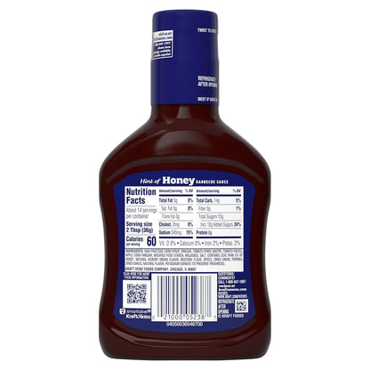 Kraft Hint of Honey Slow-Simmered Barbecue BBQ Sauce 18 oz – Housewarming Gift for Grilling Hosts and New Homeowners