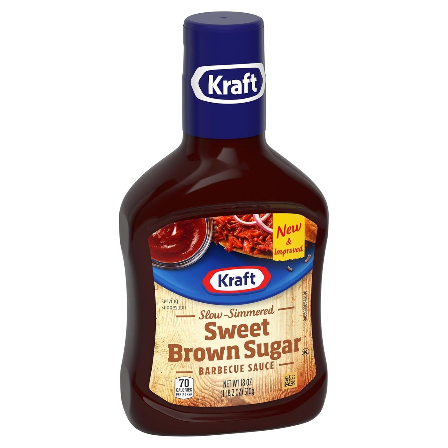 Kraft Sweet Brown Sugar Slow-Simmered Barbecue Sauce, 18 oz Single-Bottle Sauce for a Clutter-Free Pantry