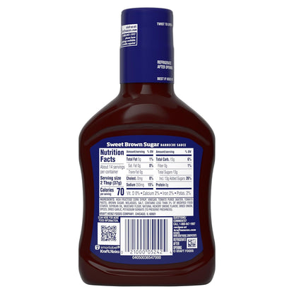 Kraft Sweet Brown Sugar Slow-Simmered Barbecue Sauce, 18 oz Single-Bottle Sauce for a Clutter-Free Pantry