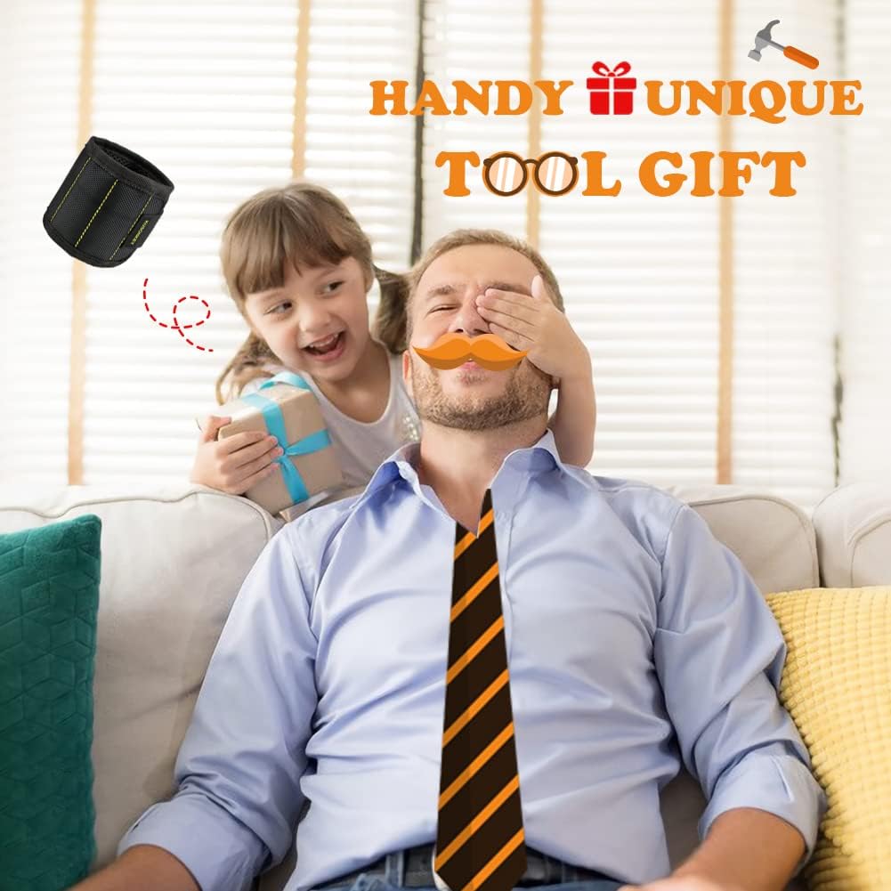 KUSONKEY Magnetic Wristband Tool – Boost Productivity in Home Garage and Workshop, 15-Magnet Wrist Holder for Fasteners During Assembly