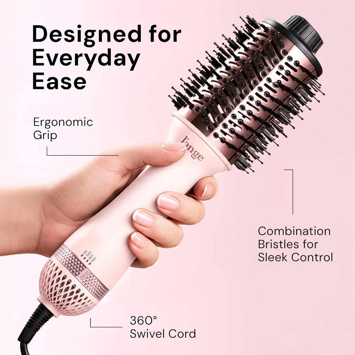 L'ANGE HAIR Le Volume Titanium Blow Dryer Brush – Thoughtful Birthday Gift for Her, One-Step Volumizing Hot Air Styler