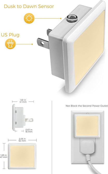 L LOHAS LED Night Light – Child-Safe Nursery and Bedroom Plug-in Light, Cool-Touch 0.3W Dusk-to-Dawn Sensor