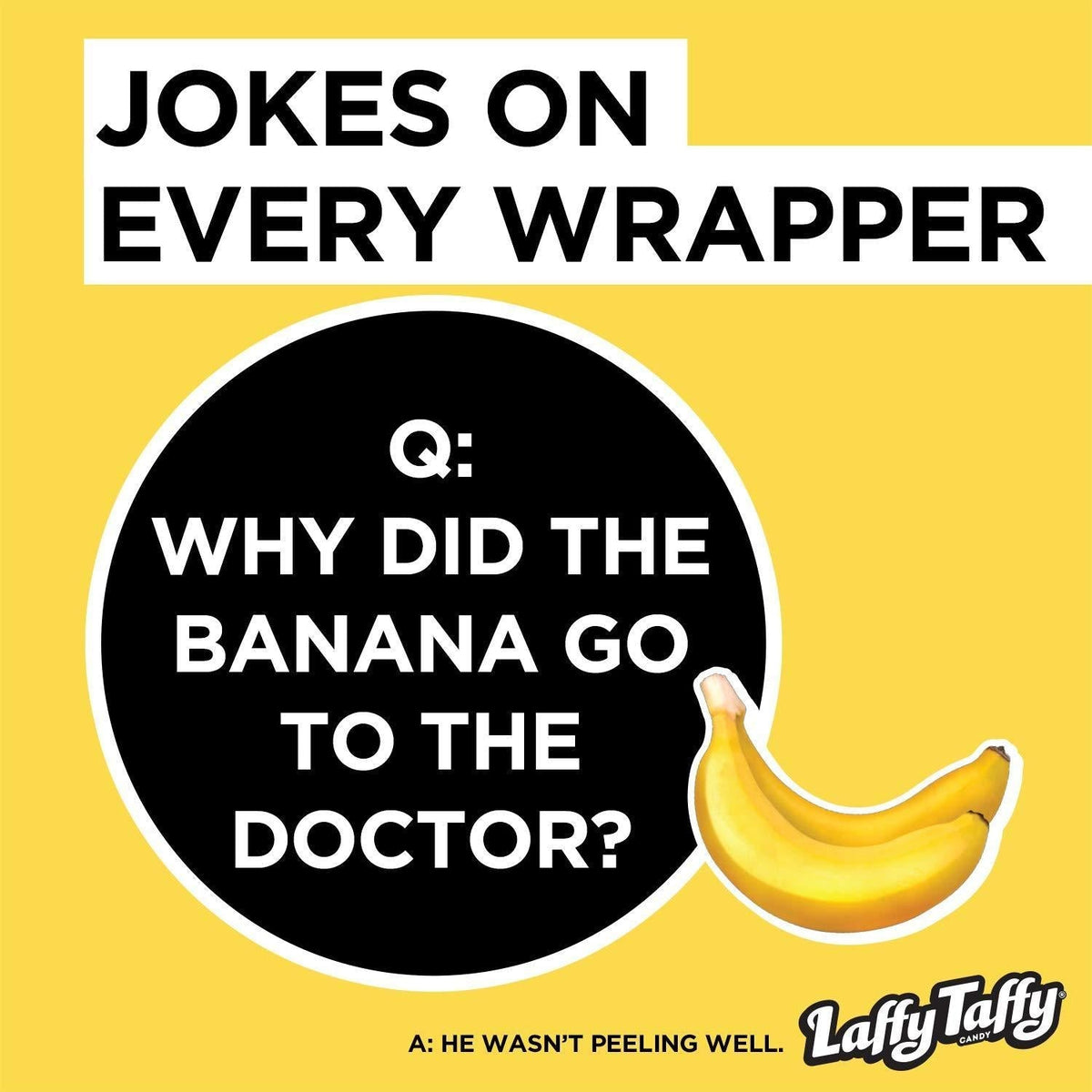 Laffy Taffy Candy Jar, Banana, 145 Count – Individually Wrapped Chewy Taffy for Halloween Trick-or-Treat, Carnival, and Outdoor Event Candy Bowls