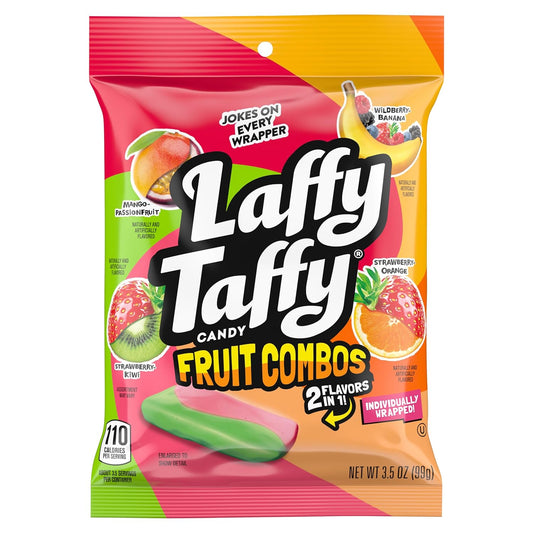 Laffy Taffy Fruit Combos On-the-Go Chewy Candy for Car Cup Holders, Picnics and Outdoor Adventures