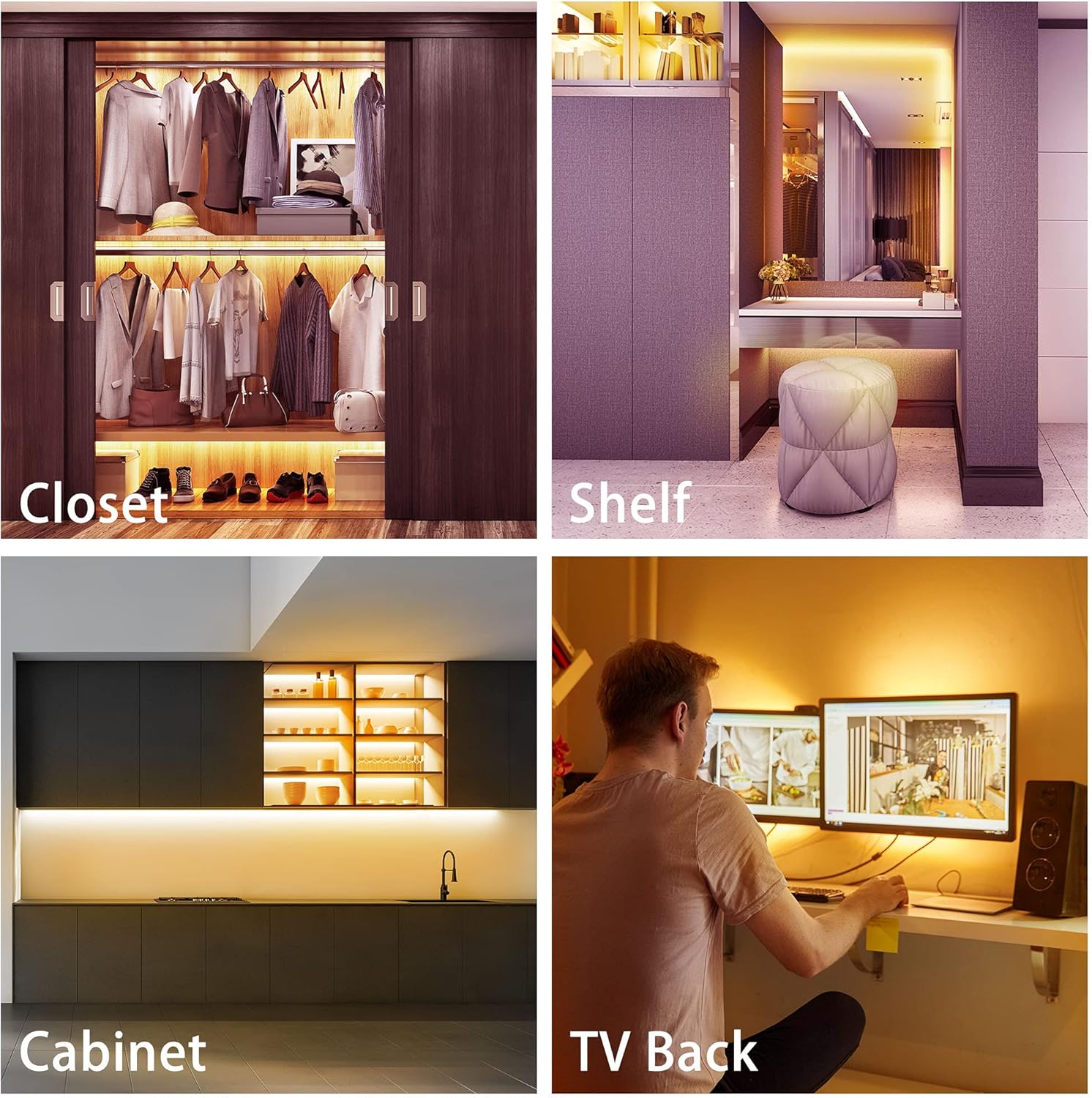 LAFULIT Under Cabinet Lighting Kit – Clean Minimalist Counter Glow, Tool-Free Self-Adhesive LED Strip in Neutral White