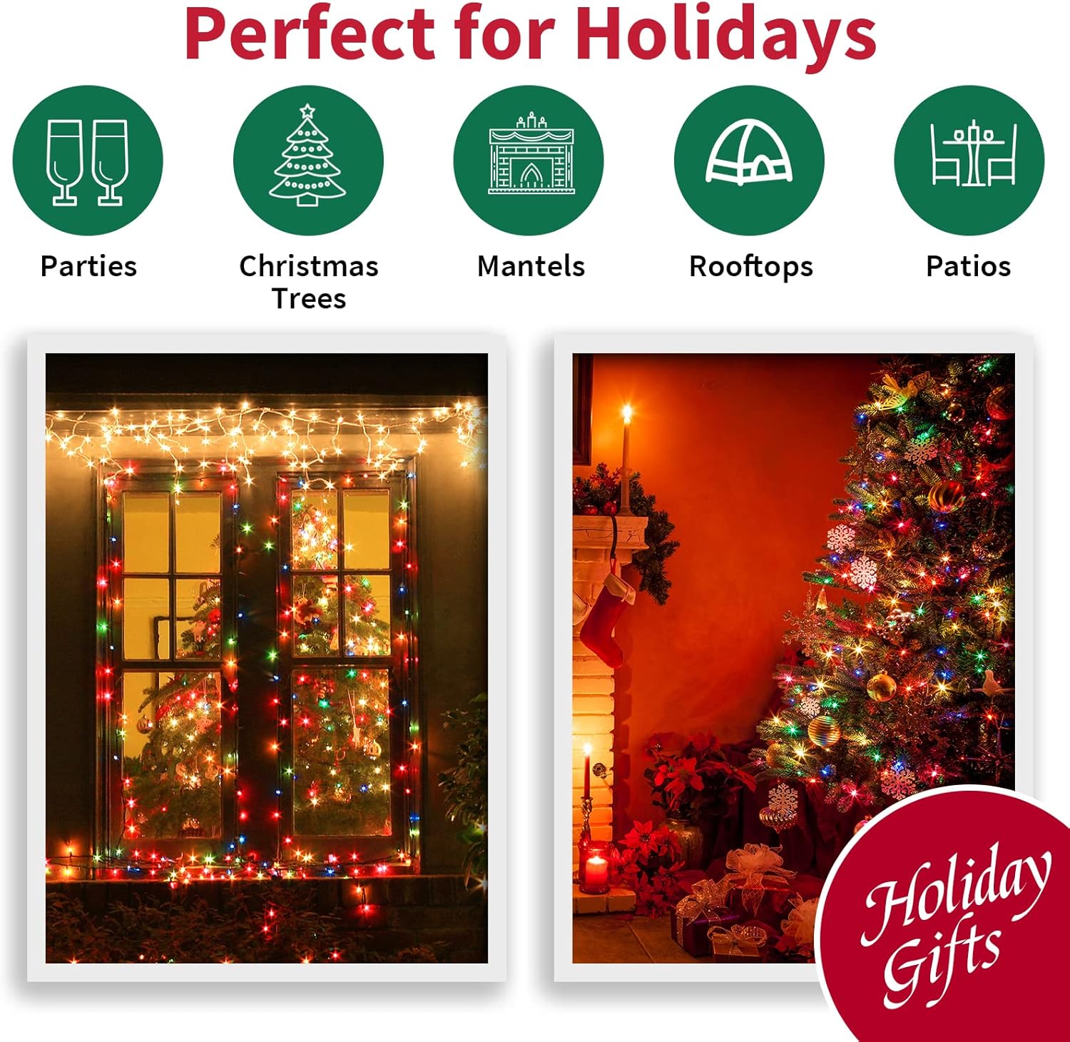 LAMPHOME 100 LED String Lights for Bedroom Aesthetic Cozy Ambient Lighting 21.6FT Multi-Color