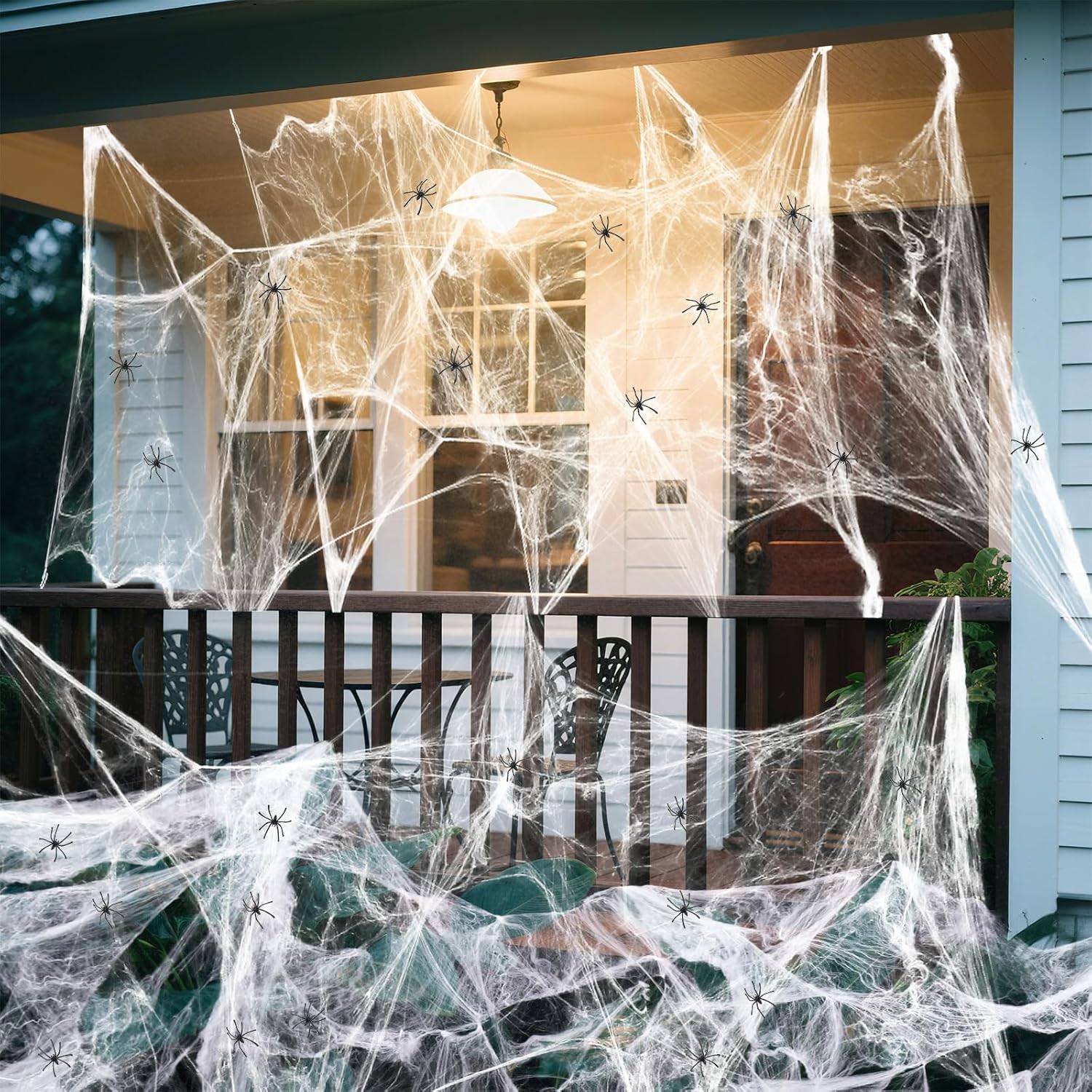 Land Guard 500 sqft Halloween Spider Web Decor Gift for Halloween Hosts and Home Stylists, Stretchy Polyester Cobweb with 10 Spiders