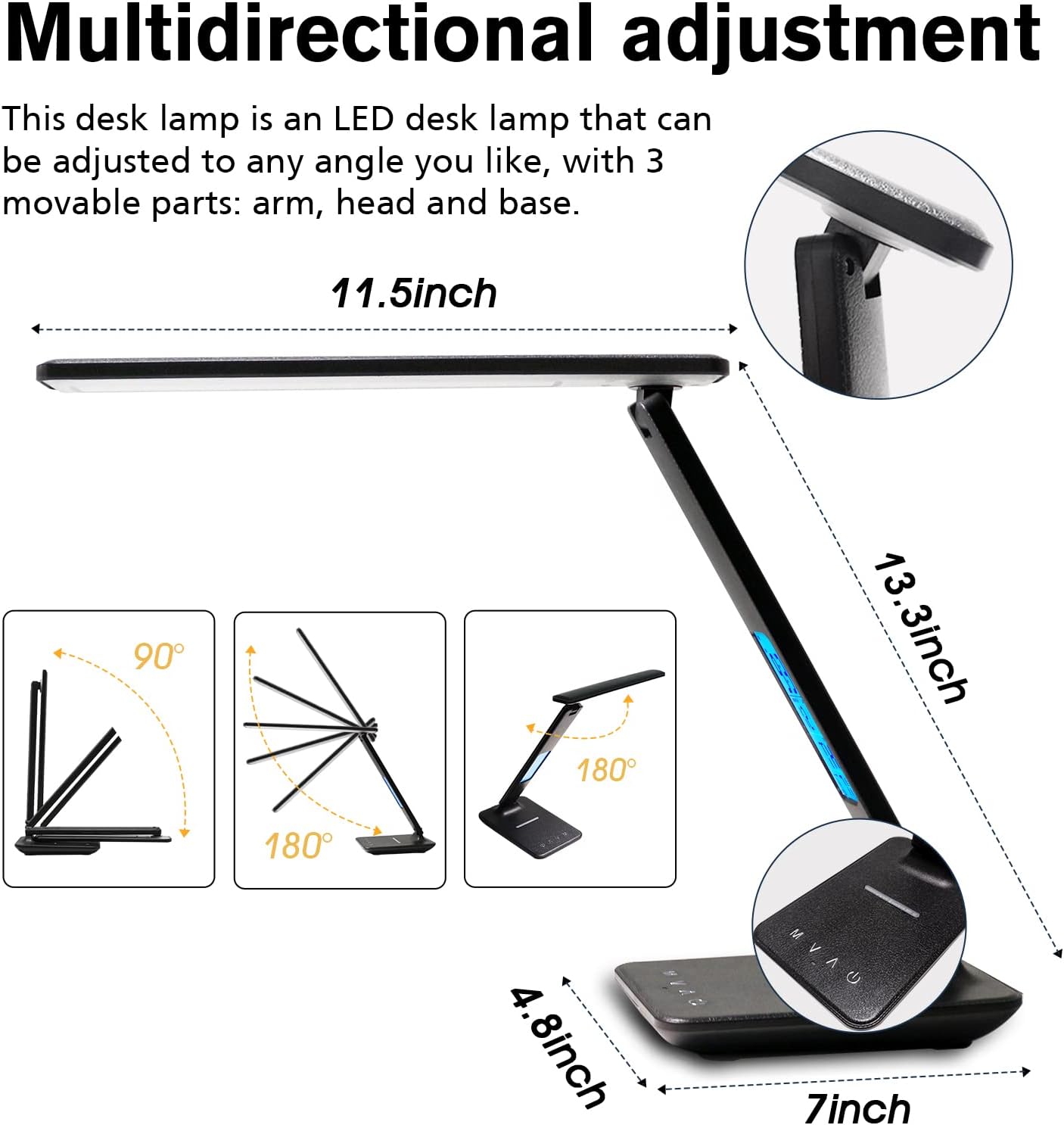 LAOPAO Designer Desk Lamp with Wireless Charger – Bedroom Decor Accent with LCD Clock, Warm-to-Cool Light, and Modern Black Finish