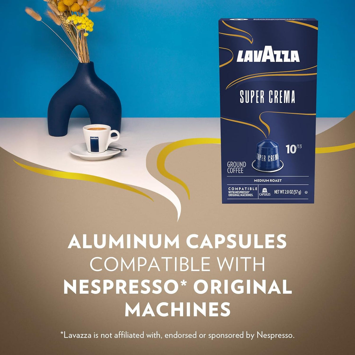 Lavazza Super Crema Aluminum Capsules for Nespresso Original Machines – Clean Single-Serve Espresso for Uncluttered Kitchens