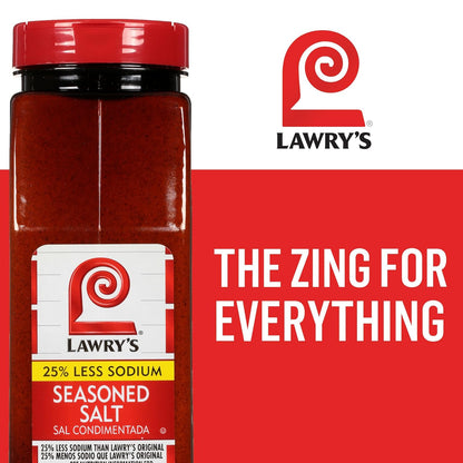 Lawry's 25% Less Sodium Seasoned Salt – Bulk Seasoning for Catering Kitchens, Prep Lines and Banquet Stations