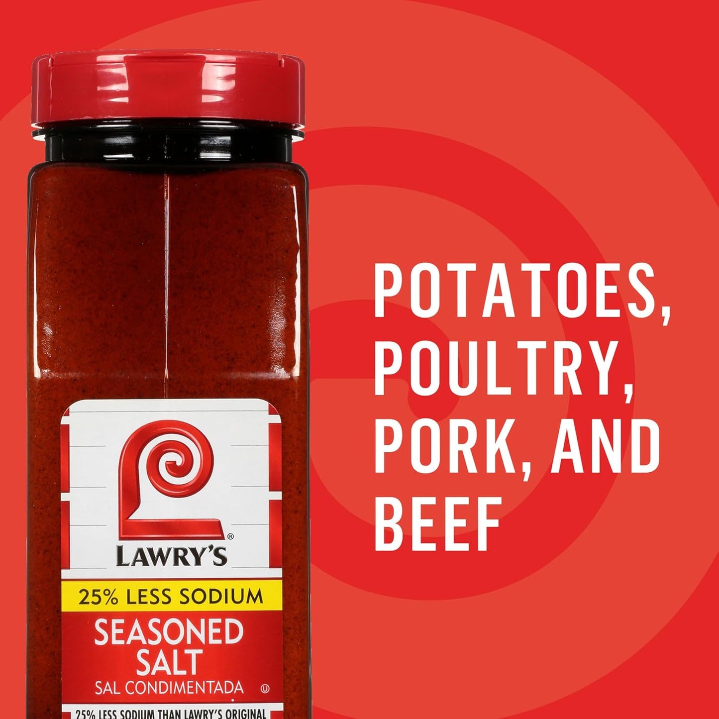 Lawry's 25% Less Sodium Seasoned Salt – Bulk Seasoning for Catering Kitchens, Prep Lines and Banquet Stations