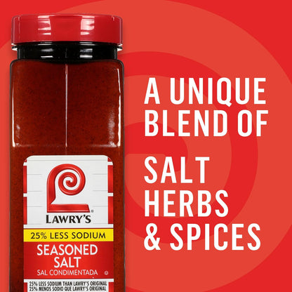 Lawry's 25% Less Sodium Seasoned Salt – Bulk Seasoning for Catering Kitchens, Prep Lines and Banquet Stations