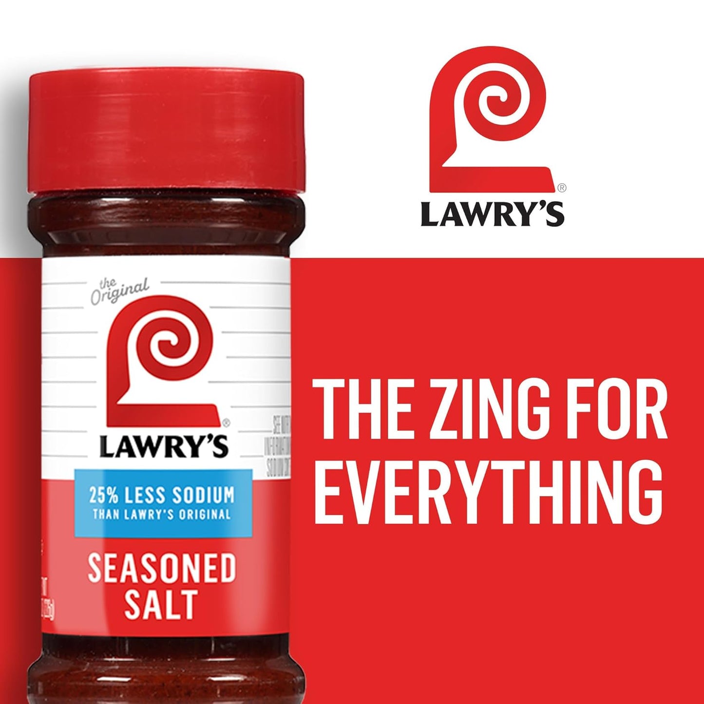 Lawry's 25% Less Sodium Seasoned Salt – Wellness Kitchen Seasoning for Sodium-Conscious Meal Prep