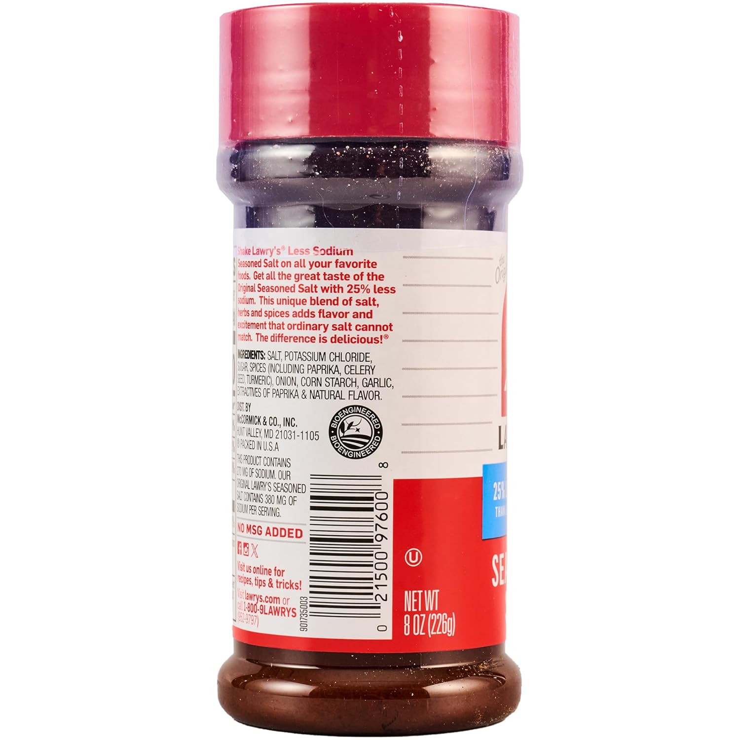 Lawry's 25% Less Sodium Seasoned Salt – Wellness Kitchen Seasoning for Sodium-Conscious Meal Prep