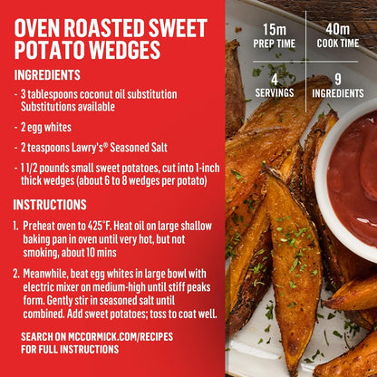 Lawry's 25% Less Sodium Seasoned Salt – Wellness Kitchen Seasoning for Sodium-Conscious Meal Prep