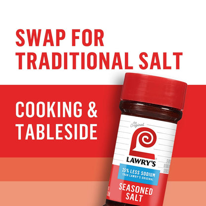 Lawry's 25% Less Sodium Seasoned Salt – Wellness Kitchen Seasoning for Sodium-Conscious Meal Prep