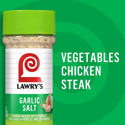 Lawry's Garlic Salt – Safe Pantry Staple for Busy Family Dinners, Kosher Certified Blend for Chicken & Fries, 11 oz