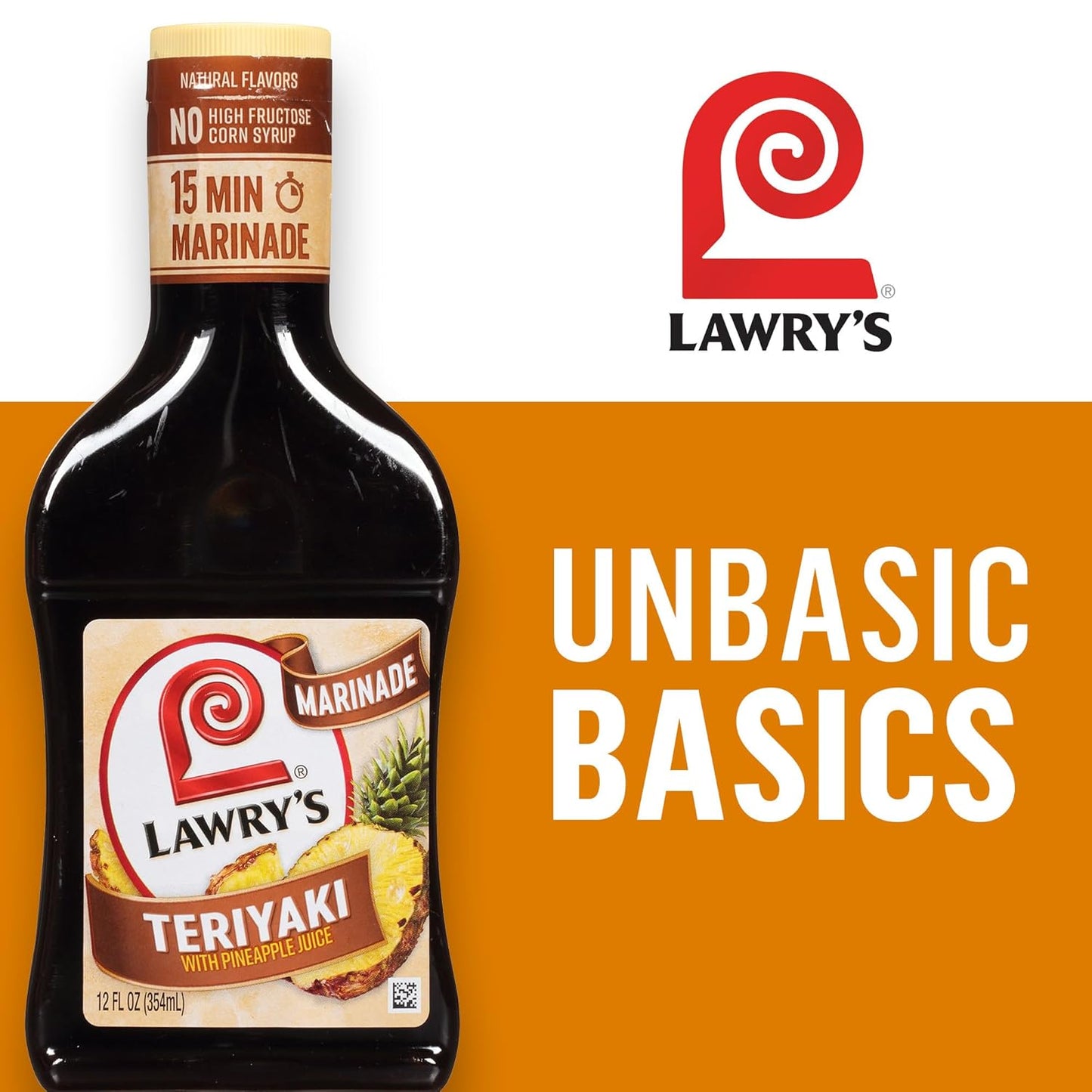 Lawry's Teriyaki With Pineapple Juice Marinade – Backyard BBQ Glaze for Grilled Chicken and Veggies, 12 fl oz