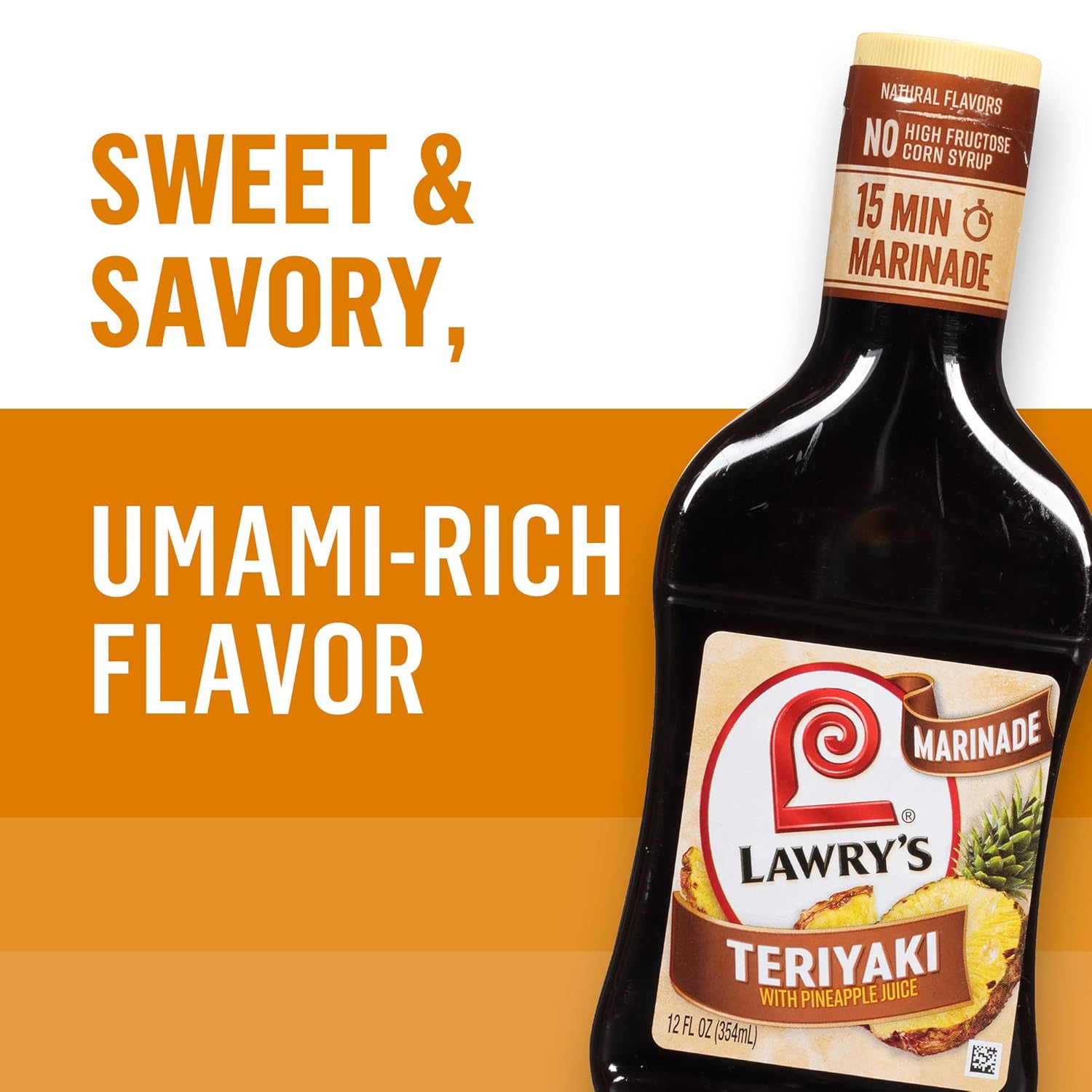 Lawry's Teriyaki With Pineapple Juice Marinade – Backyard BBQ Glaze for Grilled Chicken and Veggies, 12 fl oz