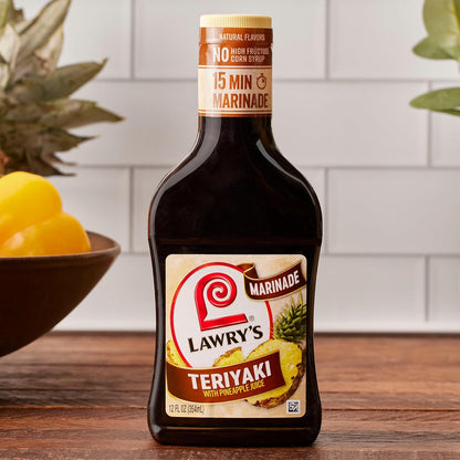 Lawry's Teriyaki With Pineapple Juice Marinade – Backyard BBQ Glaze for Grilled Chicken and Veggies, 12 fl oz