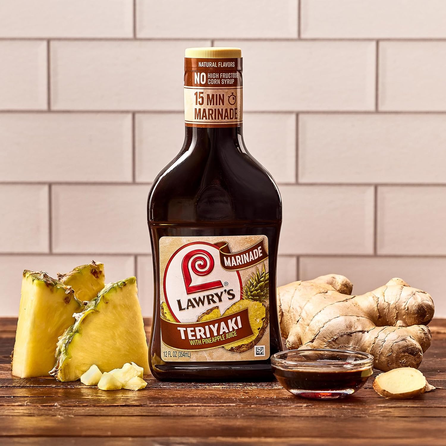 Lawry's Teriyaki With Pineapple Juice Marinade – Backyard BBQ Glaze for Grilled Chicken and Veggies, 12 fl oz