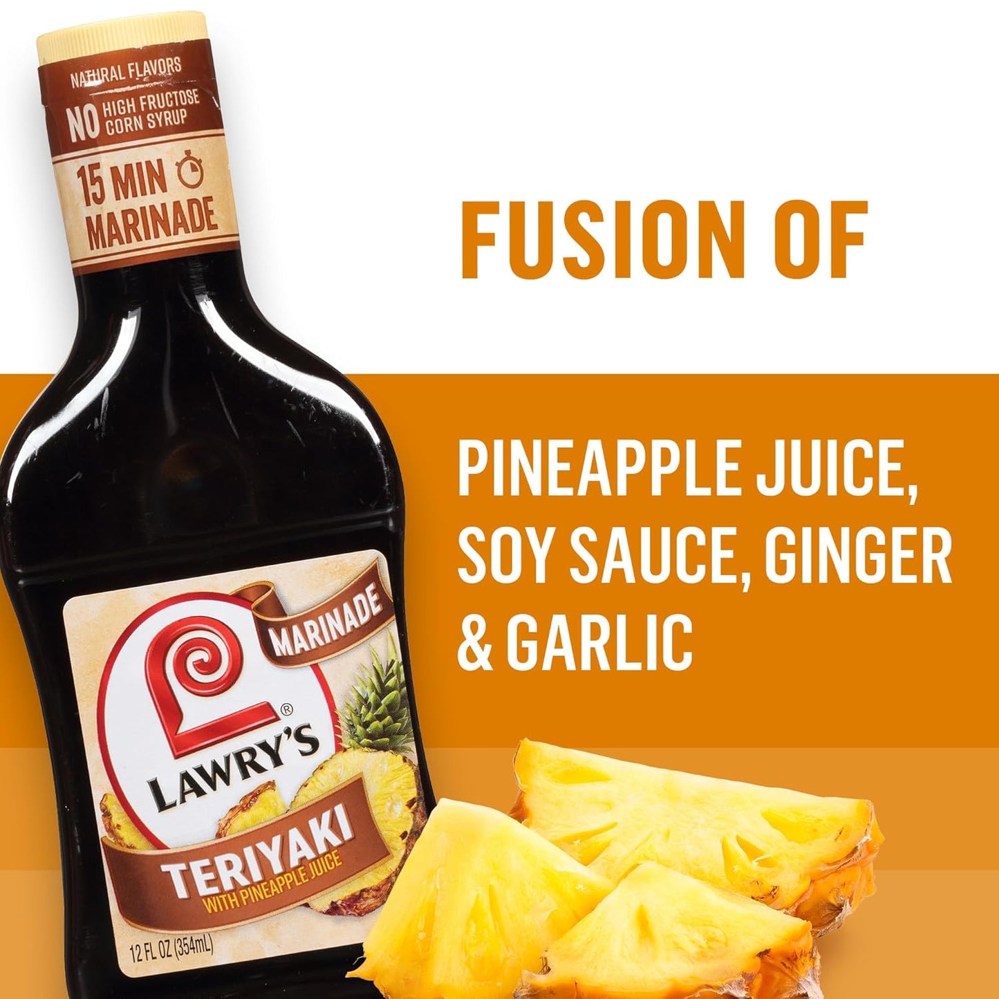 Lawry's Teriyaki With Pineapple Juice Marinade – Backyard BBQ Glaze for Grilled Chicken and Veggies, 12 fl oz