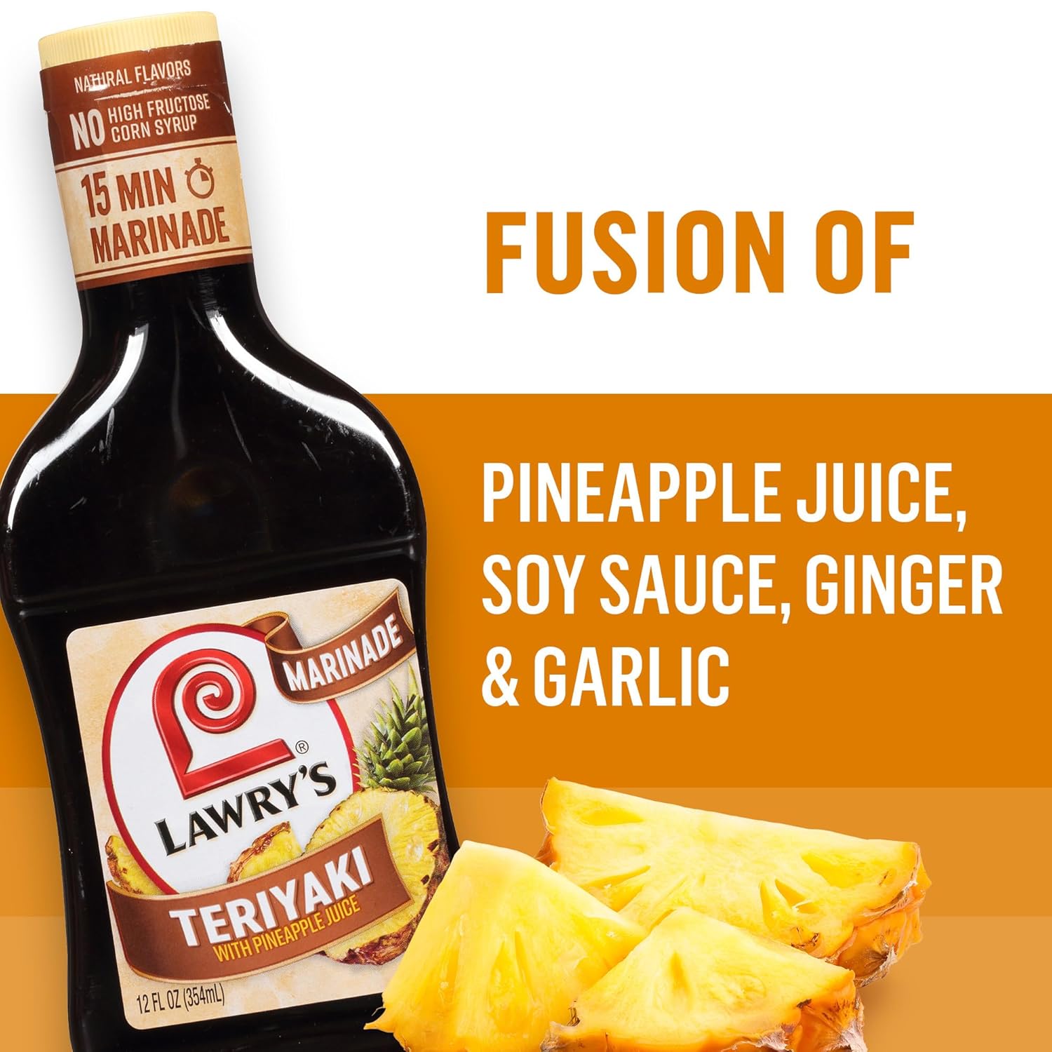 Lawry's Teriyaki With Pineapple Juice Marinade – Backyard BBQ Glaze for Grilled Chicken and Veggies, 12 fl oz