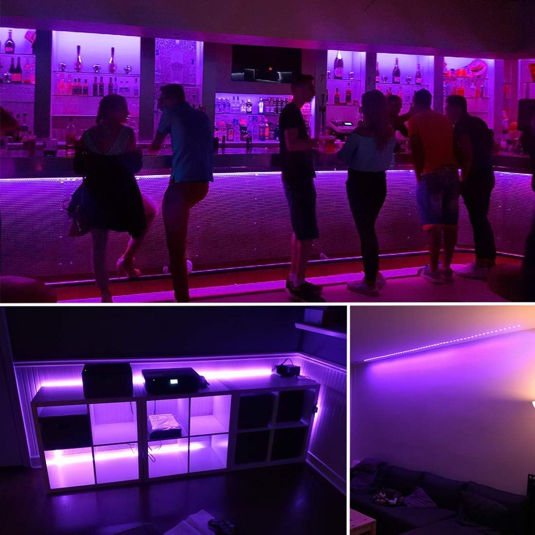 Led Black Light Strip Kit – Bedroom Decor Ambient Lighting, 20 ft/40 ft UV Glow for Living Room Aesthetic
