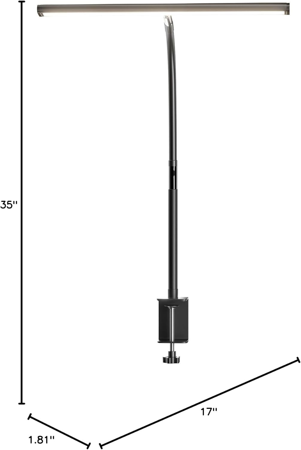 LED Desk Lamp – Home Office Task Light for 24-30 Inch Monitors, Stepless Dimming Study Lamp with Flexible Gooseneck