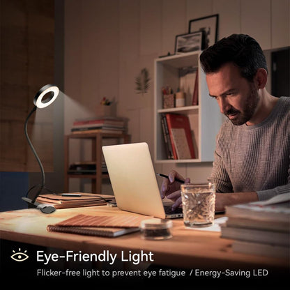 LED Desk Lamp – Home Office Task Light for Remote Work, Clip-On Dimmable Reading Lamp with 3 Color Modes