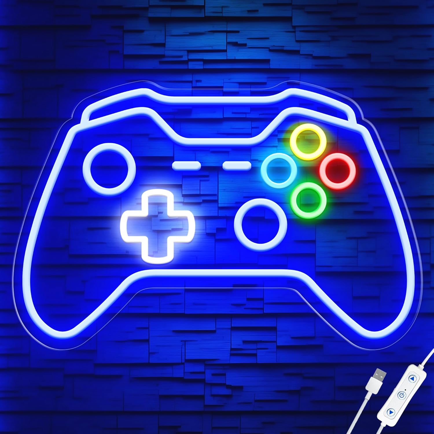 led neon-style light in gamepad shape, 16" l x 10.5" w
