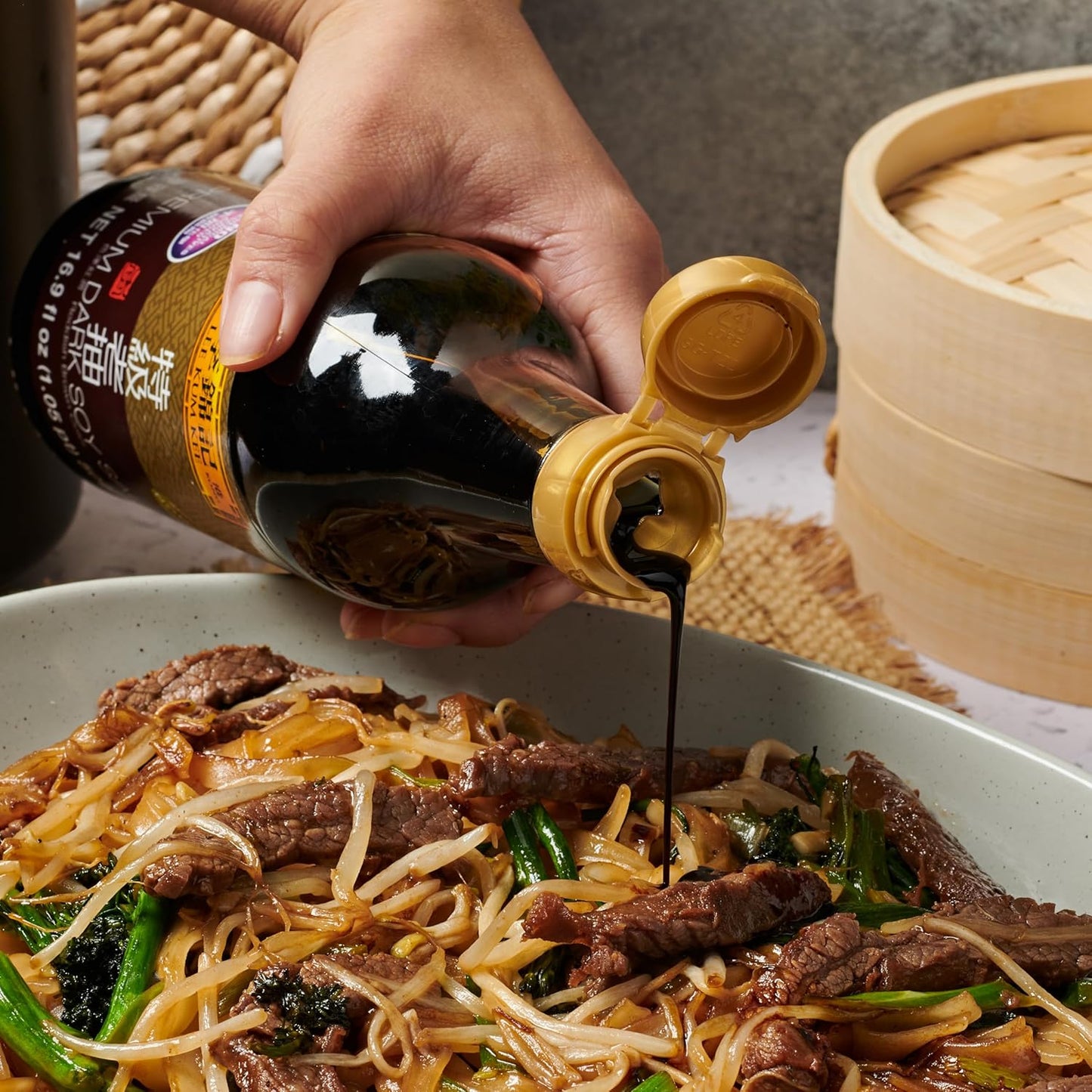 Lee Kum Kee Premium Dark Soy Sauce – Single-Bottle Solution for Streamlined Asian Cooking, One Sauce for Glaze, Braise, and Stir-Fry