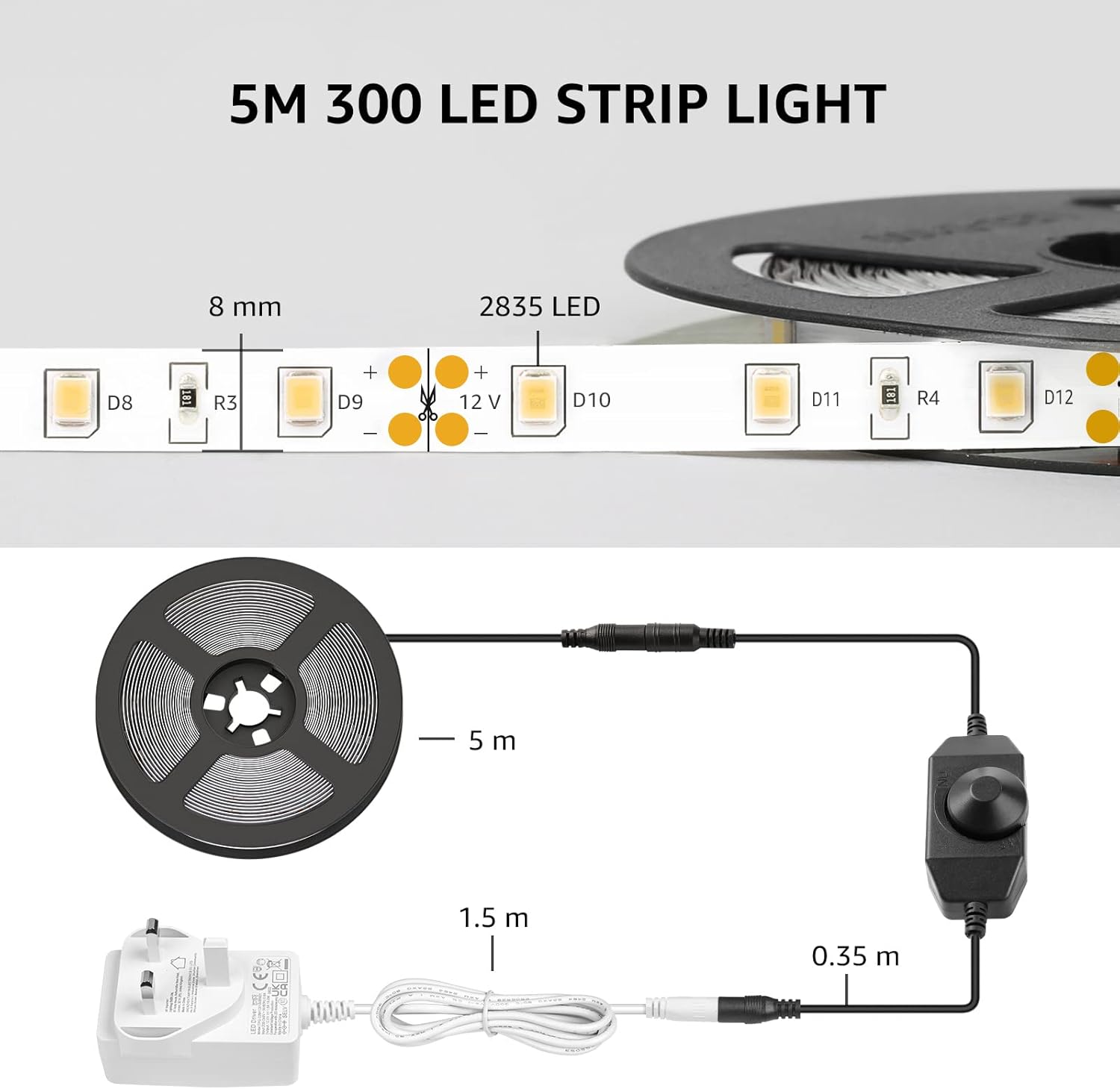 Lepro LED Strip Light – Warm White Bedroom Accent Lighting for Cozy Home Decor and Ambient Glow