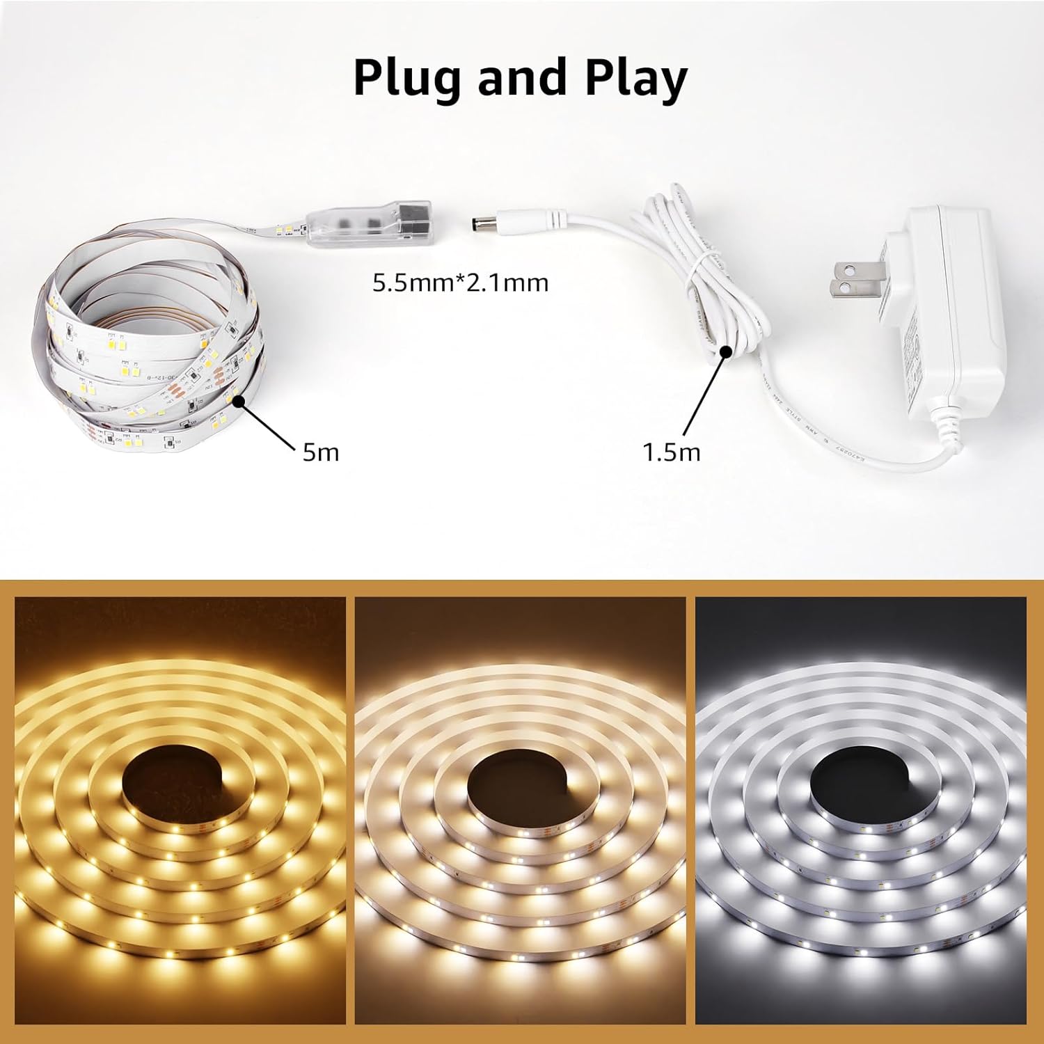 Lepro LED Tunable White Strip Light – Home Office Desk Lighting, Adjustable Cool to Warm Focus Strip 16.4ft