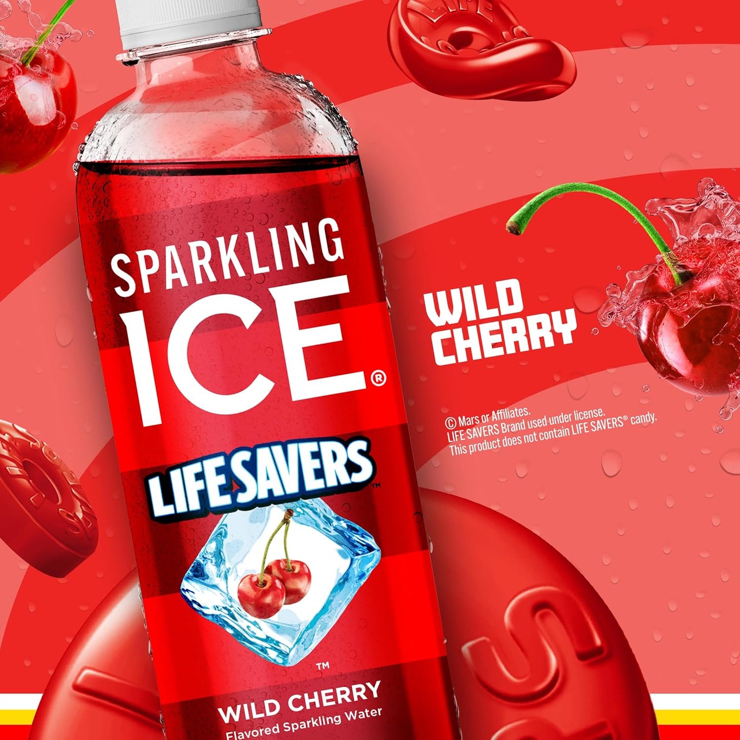 LIFESAVERS Sparkling Water Wild Cherry – No Artificial Dyes Kids Lunchbox Drink for School and Picnics, 12-Pack