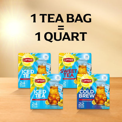 Lipton Iced Tea Unsweetened – Zero Calorie Workday Brew for Home Office Focus and Study Sessions, 24 Count Box