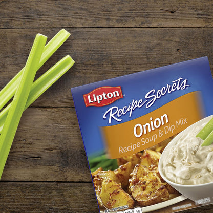 Lipton Recipe Secrets Onion Soup and Dip Mix – Pantry Staple for Busy Home Cooks, Quick Weeknight Meal Base