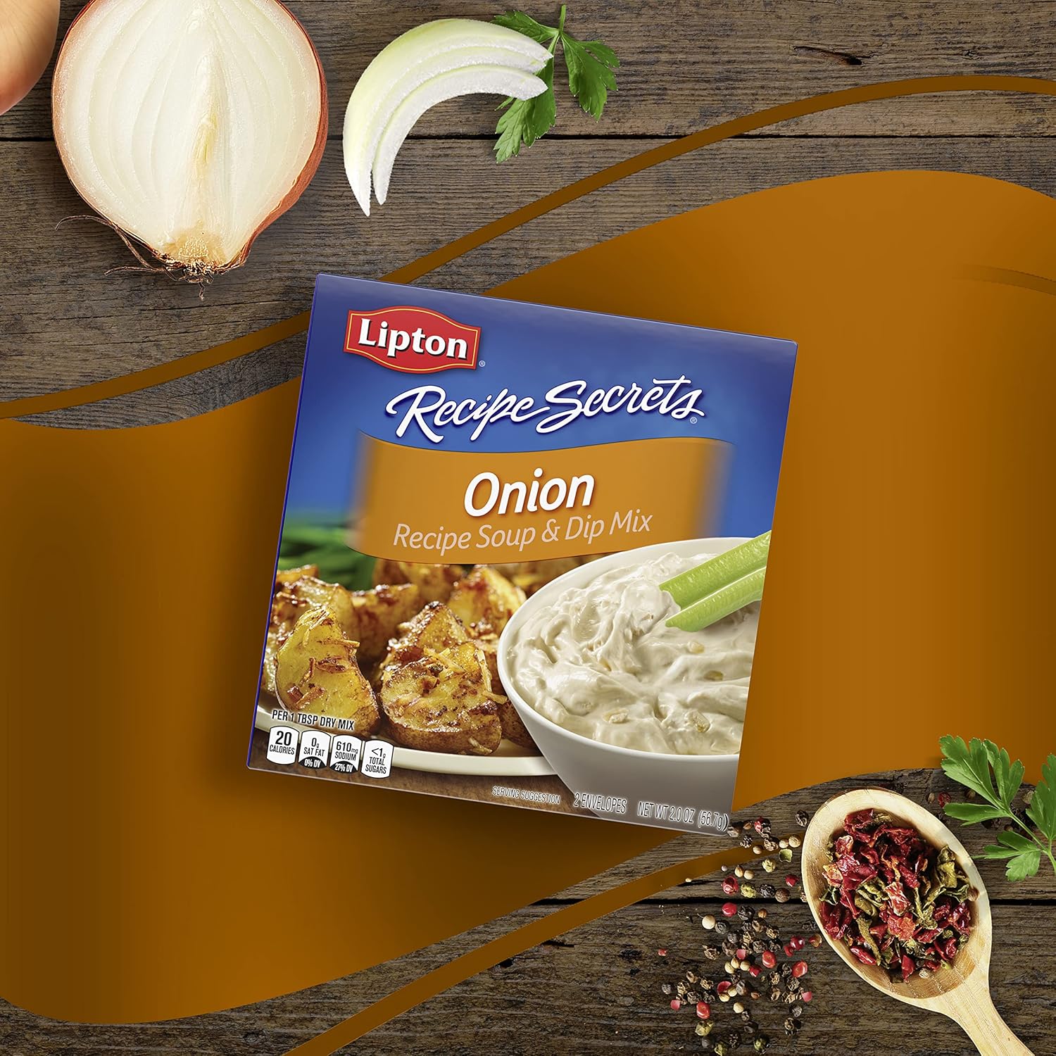 Lipton Recipe Secrets Onion Soup and Dip Mix – Pantry Staple for Busy Home Cooks, Quick Weeknight Meal Base