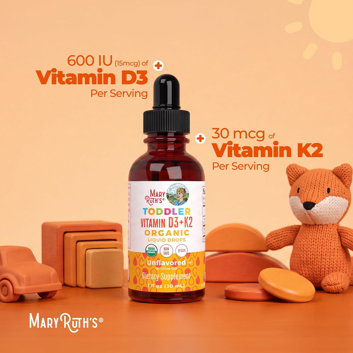liquid drop form designed specifically for children ages 1-3, can be taken by mouth or mixed into food/drink
