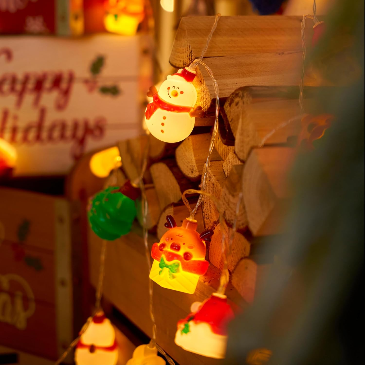 LOLStar Christmas String Lights – Cute Stocking Stuffer Gift for Kids and Coworkers, 9.8FT Battery Powered Window Lights with Timer