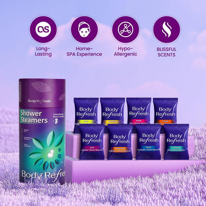 long-lasting aromatic release activated by warm shower steam