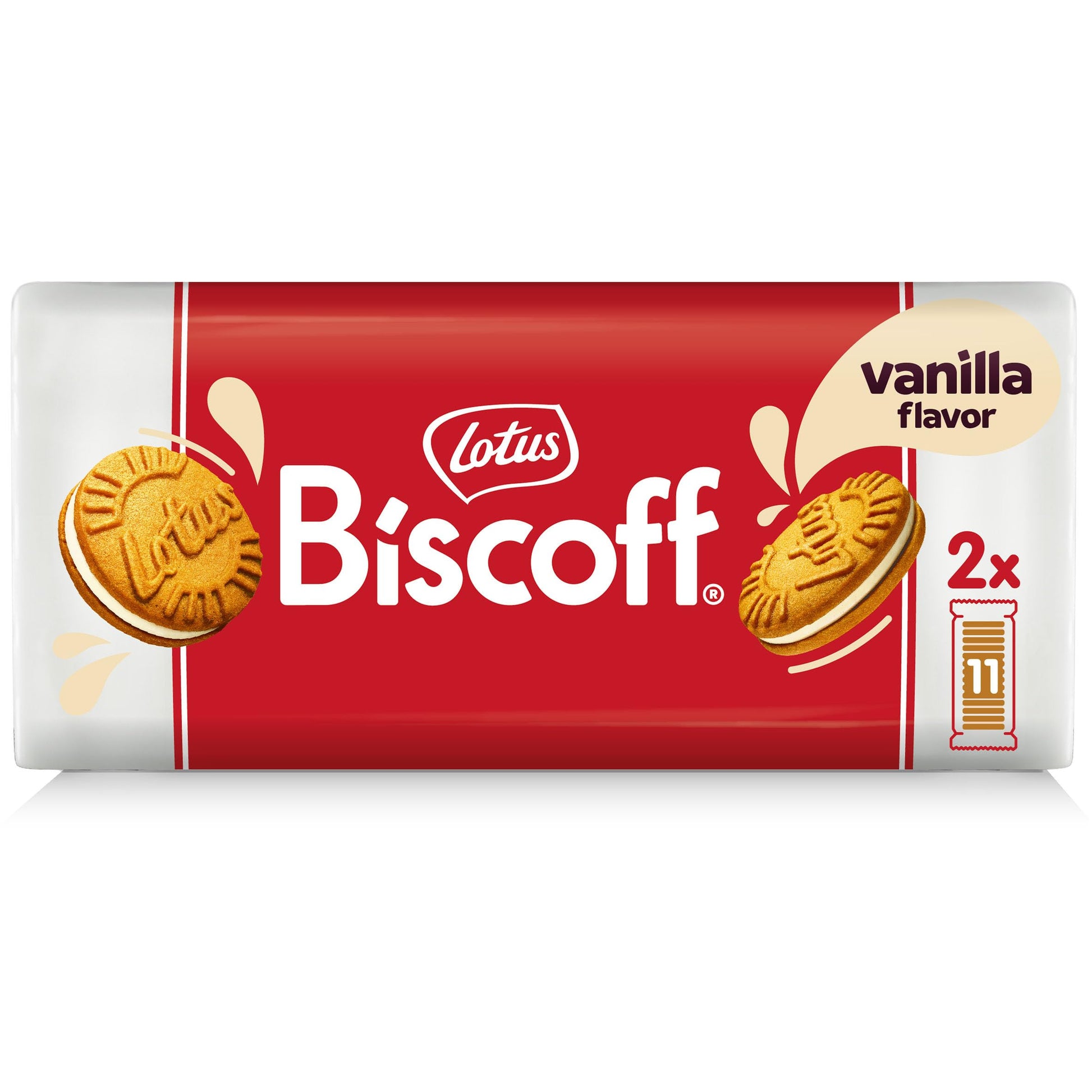 Lotus Biscoff Sandwich Cookies Vanilla – Family Pantry Staple for Playdates, Two Sealed Pouches for Freshness