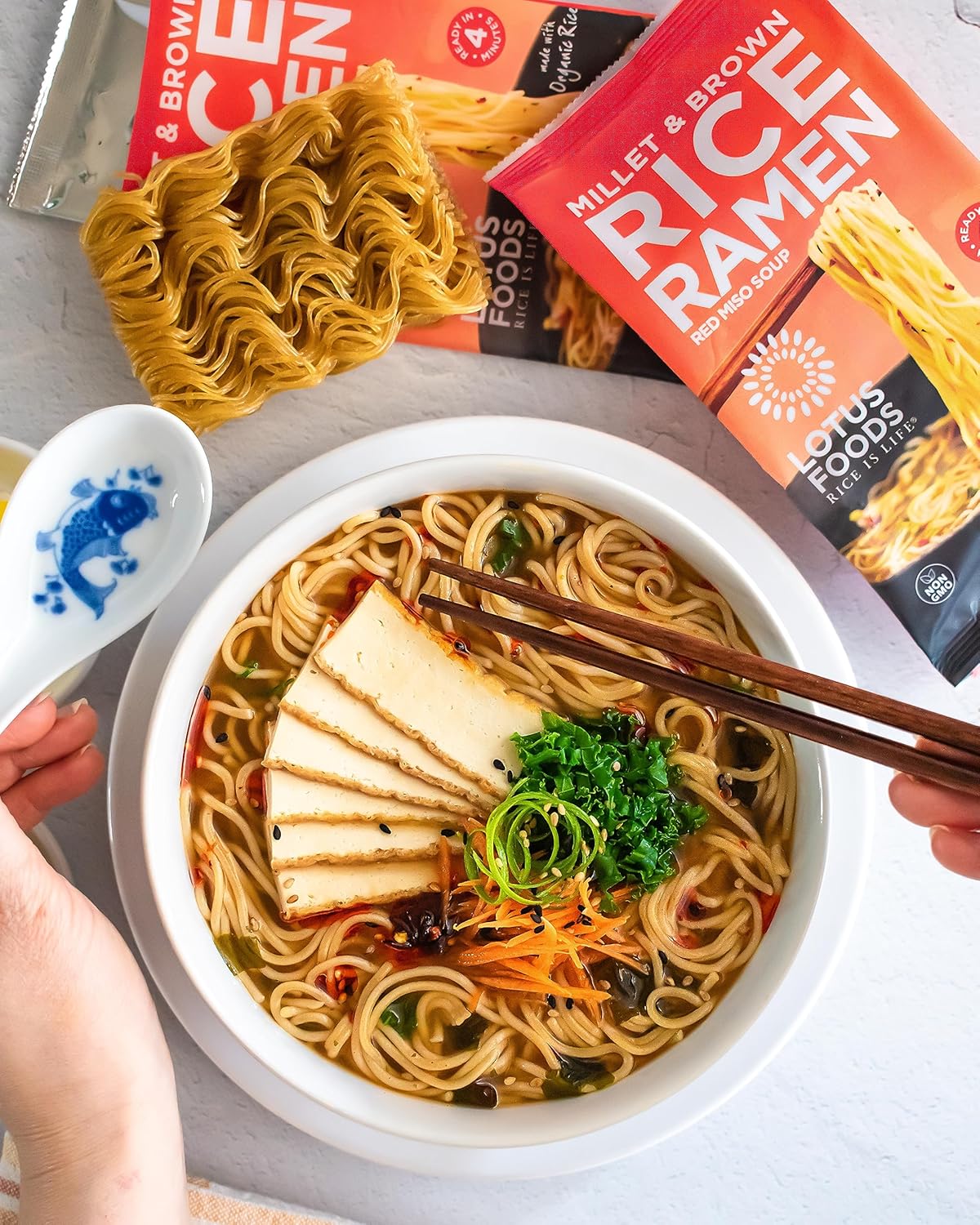 Lotus Foods Millet & Brown Rice Ramen Miso Soup – Plant-Based Wellness Meal for Cozy Self-Care Nights at Home