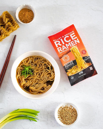 Lotus Foods Millet & Brown Rice Ramen Miso Soup – Plant-Based Wellness Meal for Cozy Self-Care Nights at Home