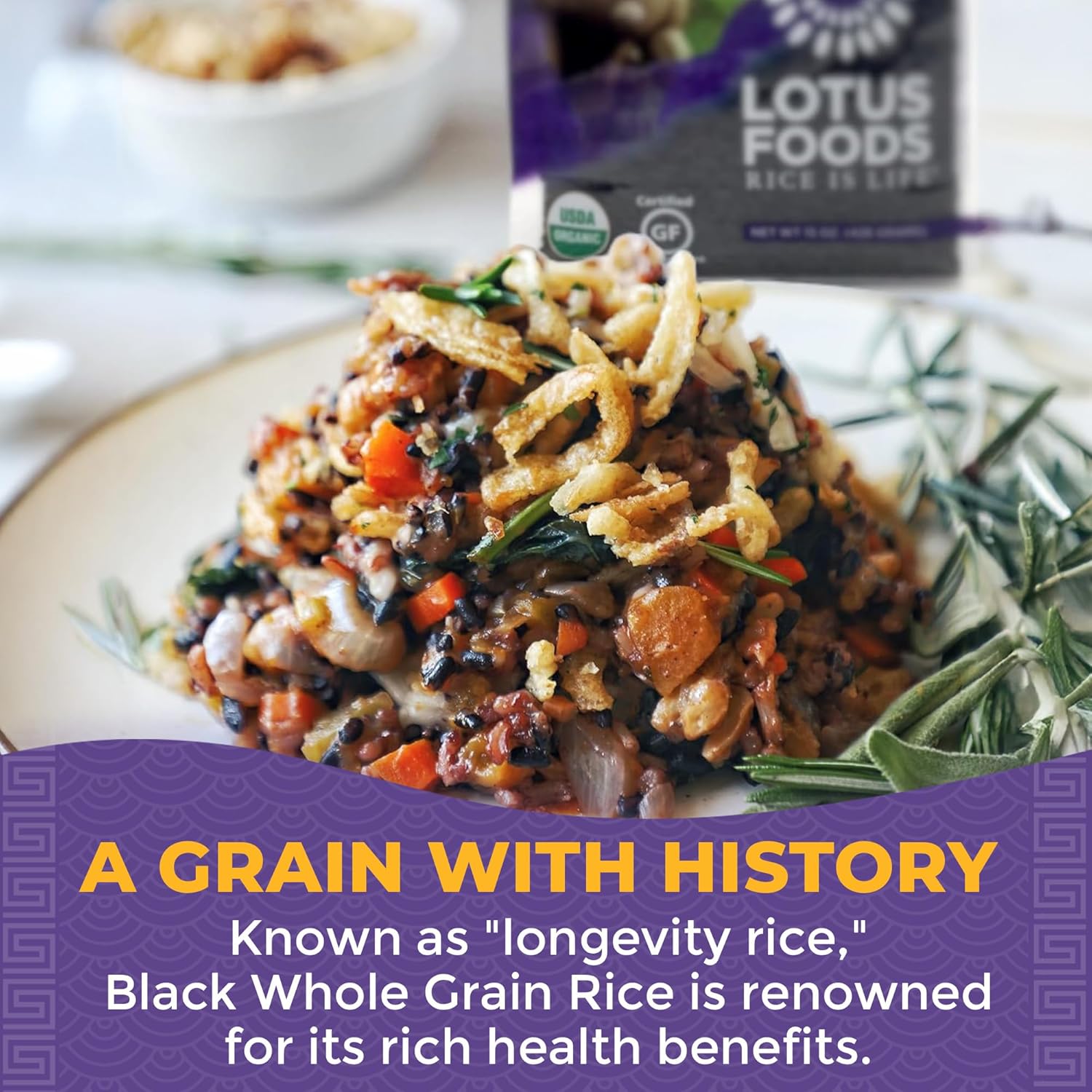 Lotus Foods Organic Forbidden Rice – Rare Black Dragon River Heirloom Grain for Fine Dining and Elevated Risotto Nights