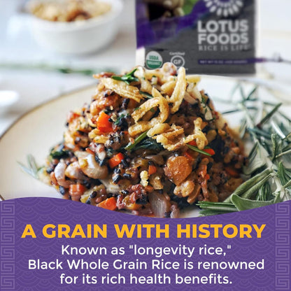 Lotus Foods Organic Forbidden Rice – Rare Black Dragon River Heirloom Grain for Fine Dining and Elevated Risotto Nights