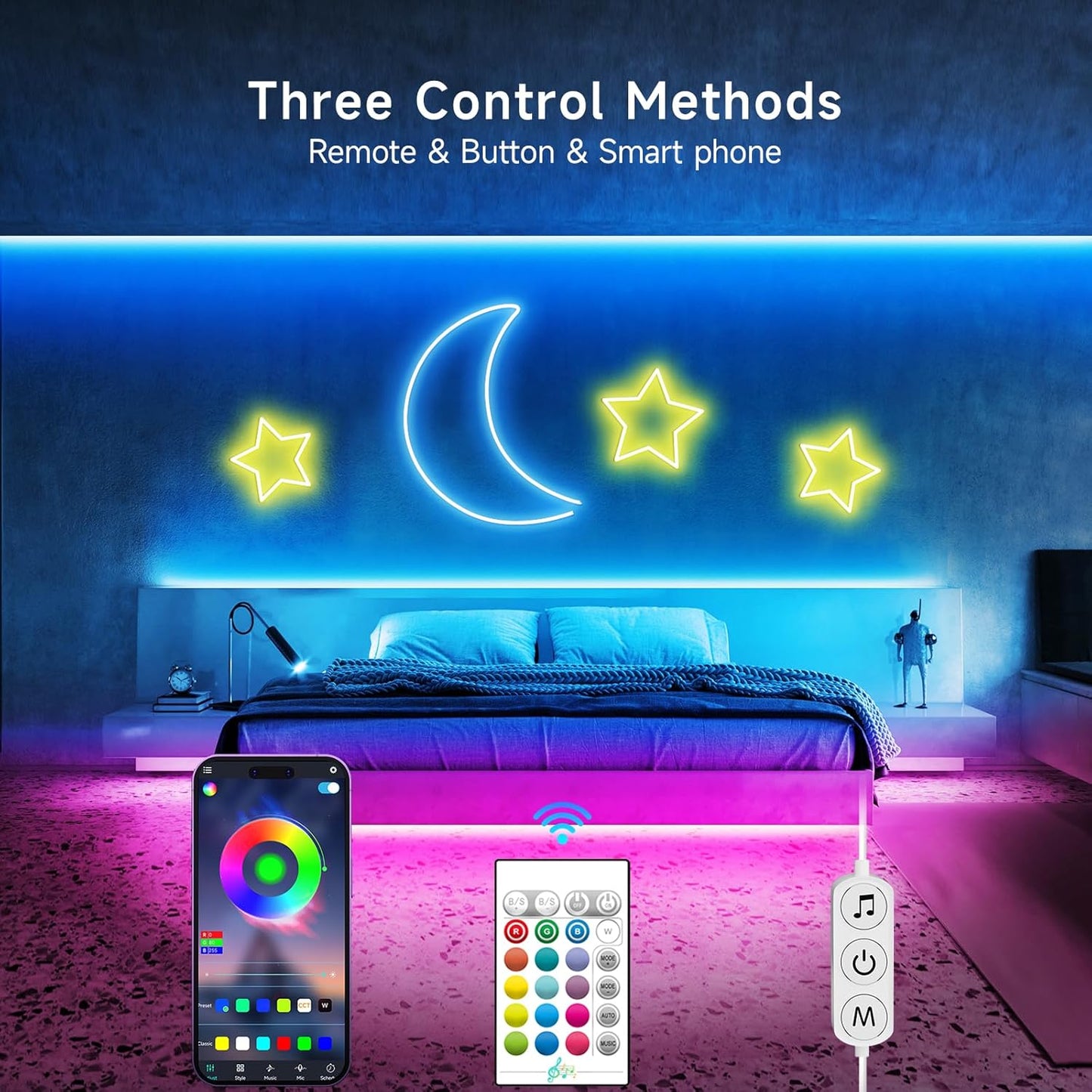 LotusLamp RGB Neon Rope Light for Bedroom Aesthetic, Flexible 13.1ft–19.68ft LED Strip for Cozy Ambient Wall Decor